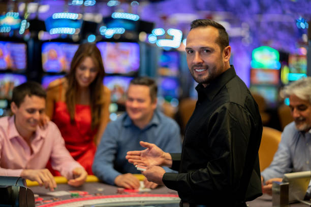 Blackjack table with dealer and player cards visible